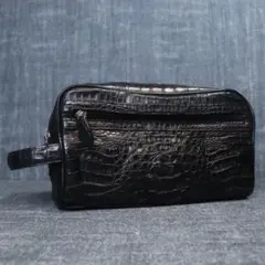 クロコダイル型押し★ ダブルジップ セカンドバッグ