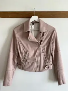 H&M くすみピンク ピーチスキン ライダースジャケット EUR 36 USED