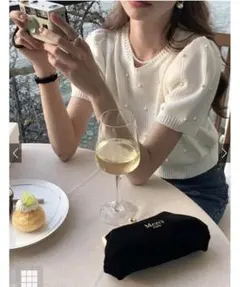 パールパフスリーブニット　トップス