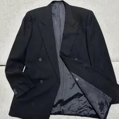 48(L) ダブルテーラードジャケット　アルマーニ　ブラック　ストライプ　メンズ