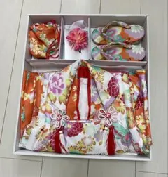 七五三 着物セット オレンジ系 花柄　3歳