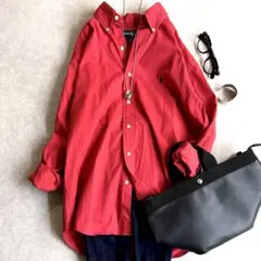 ラルフローレン コットンボタンダウンシャツ ポニー刺繍 Lサイズ 長袖ブラウス