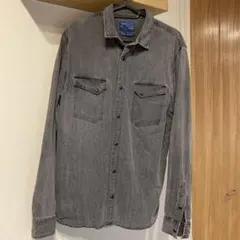 ZARA グレー デニム風シャツ Mサイズ