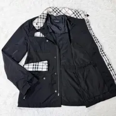 【BURBERRY】ジャケット　ノバチェック ドローコード　ブラック　ロゴ刺繍
