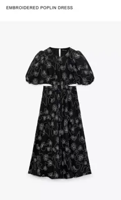 ZARA 刺繍入りポプリンマキシドレス