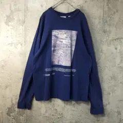 E594古着　ロンT 青　90s Y2K