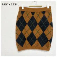 【美品】REDYAZEL アーガイル ニットスカート シャギー ミニ