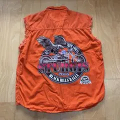 2016 ハーレーダビッドソン　スタージス　オレンジ　ライダースベストのサムネイル