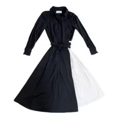 HUGO BOSS ヒューゴボス ワンピース 長袖 フレア Aライン バイカラー