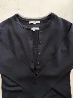 23区　ブラックカーディガン アンサンブル長袖 ビーズ装飾　M