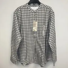 リコ様専用！新品無印ライトベージュチェック両面起毛フランネルスタンドカラー長袖
