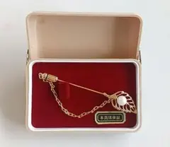 新品＊本真珠＊葉っぱのモチーフチェーン付きブローチ