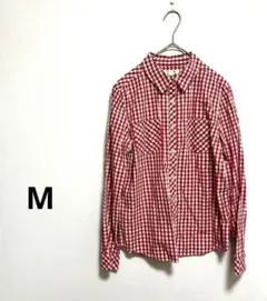 美品 シャツ ギンガム チェック ガーリー フェミニン デイリー M 綿100%