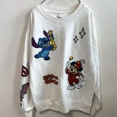 ディズニー 【L】海外限定トレーナー キャラクター刺繍100周年記念ゆるダボ