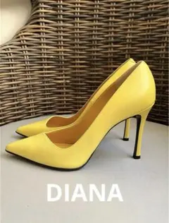 形が綺麗★DIANAカーフパンプスヒール★23.5イエロー