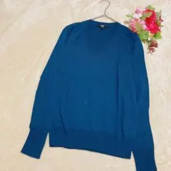 【UNIQLOユニクロ】エクストラファインメリノＶネックセーター ダークブルーＳ