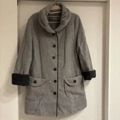 グレー ウール混合 ピーコート