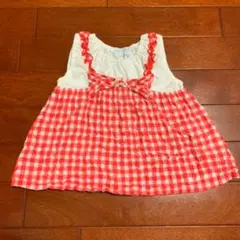 pom ponetteポンポネット★ギンガムチェックリボンノースリチュニック