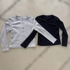 ☆UNIQLO リブヘンリーネック グレー・ネイビー XL 2枚セット☆