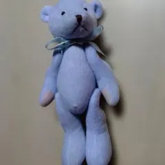 テディベア ぬいぐるみ ライトブルー リボン付き