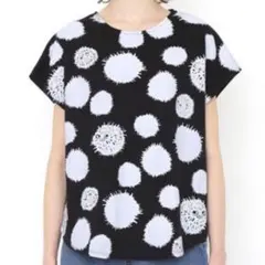 graniph グラニフ　ボックスTシャツ ハリセンボン フレンチスリーブ　黒