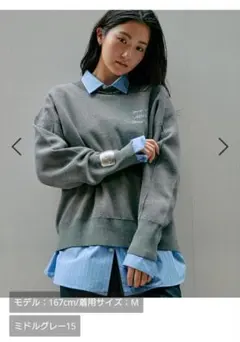 【美品】GLOBAL WORK スウェットライククループルオーバー　グレー　S