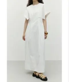 STYLEMIXER 半袖 ロングシャツワンピース ホワイト