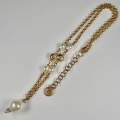 ヴィンテージ風 ゴールド パール クリスタル ネックレス