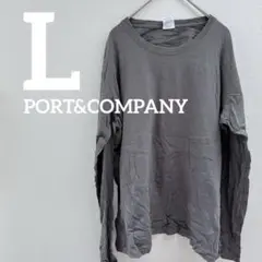 ⭐️PORT&COMPANY 【L】 グレー 長袖 Tシャツ カットソー