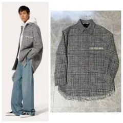 VALENTINO 23SS ヴァレンティノ ツイード スタッズ シャツ XSのサムネイル