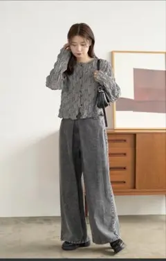 kastane ケミカルデニムタックワイドパンツ