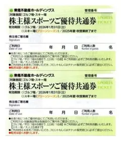 東急　スポーツ優待共通券×2枚　東急スポーツオアシス他　東急不動産株主優待
