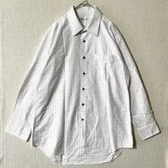 pierre cardin /ホワイトチェック柄 長袖シャツ