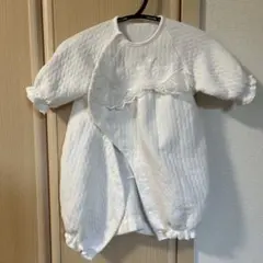 ホワイトベビードレス フリル付き帽子付き