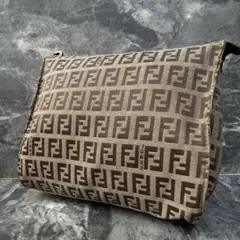 美品 FENDI ズッキーノ FFロゴ コスメポーチ アクセサリーポーチ