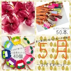 【105】トリミングリボン トリミングチョーカー おすすめセット～5月〜100本