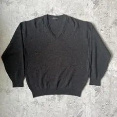 日本製 Vネックセーター L チャコールグレー ツカモト ニット ウール混