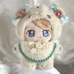 *大きめサイズ/ いつぬい ぬい服 スタイ リボン 3点 ミント ベージュ 03