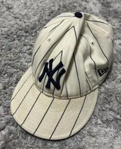 希少　90's　New Era　vintage ストライプ　キャップ　白ネイビーのサムネイル