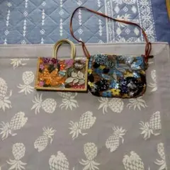 スパンコール花柄刺繍トートバッグ、ショルダーバック