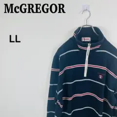 McGREGOR ハーフジップ スウェット 刺繍ロゴ ボーダー 紺 LLのサムネイル