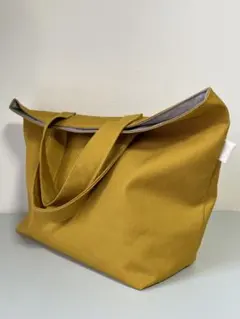 ハンドメイド　マスタード色帆布のトートバッグ　サブバッグ
