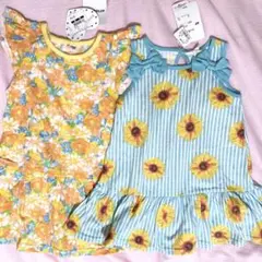 匿名配送　新品未使用　花柄ワンピース　100サイズ　2点セット