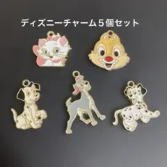 新品【ディズニーチャーム】５個セット　メタルチャーム　アクセサリー　［T23］