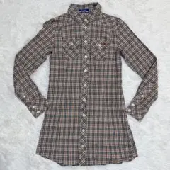 バーバリーブルーレーベル チェック ロングシャツ ノバチェック 長袖 ワンピース