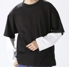 55%OFF niko and レイヤード風 長袖Tシャツ 黒&白　新品タグ付のサムネイル