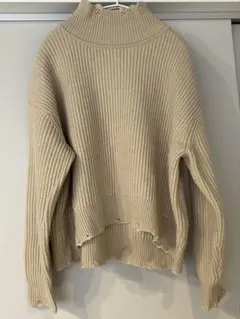 niko and…ベージュ リブ編み ハイネックセーター