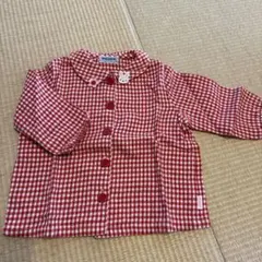 Miki House 赤と白のチェックシャツ 70