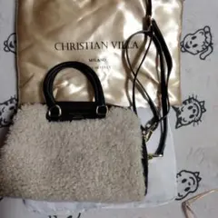 CHRISTIAN VILLA ハンドバッグ 黒とクリームのサムネイル