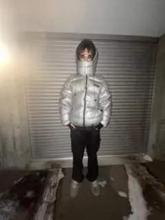 first down シルバー ダウンジャケット フード付き